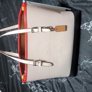 COPY - Never worn without tags Coach mini hand bag  leather bottom  cloth top